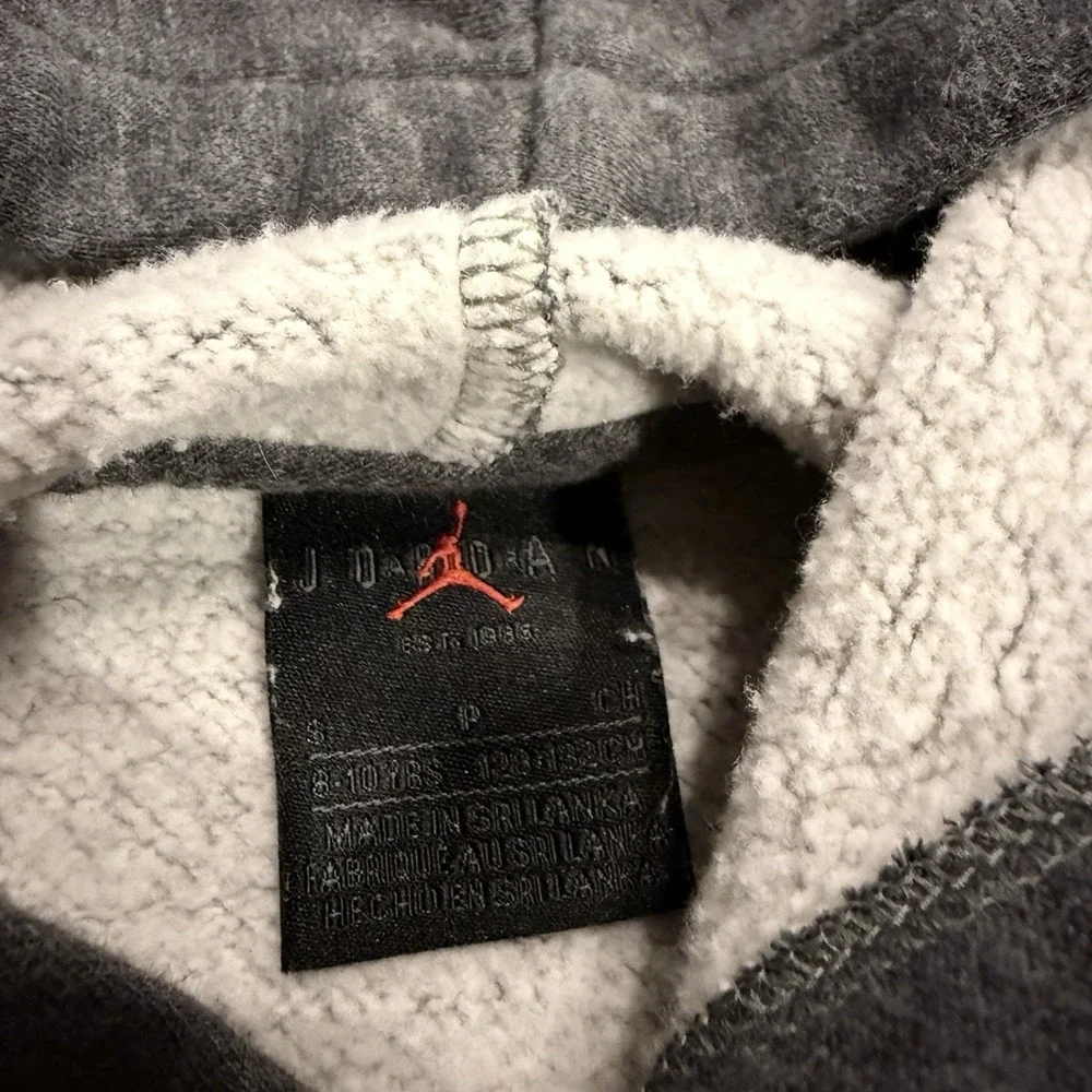 Jordan Boys Fleece Pullover Hoodie Jumpman Nike Air‎ Gray Youth L 8-10